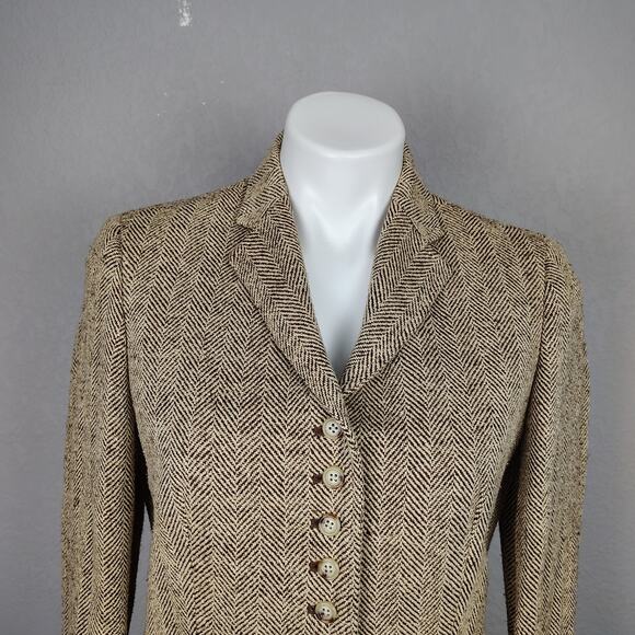 Lauren Ralph Lauren Herringbone Linen-Silk Blazer Size 4 - Picture 9 of 16